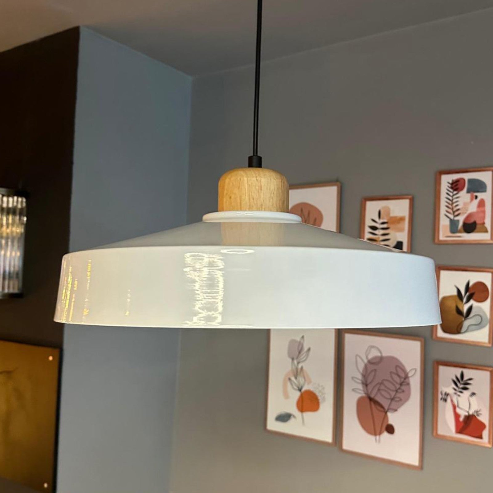 Ace Holz Hängelampe Ø40cm, Pendelleuchte Vintage, Industrial aus Metall Holz E27